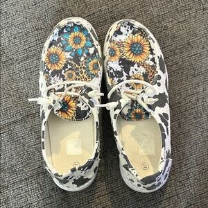Floral and Cow Print Shoes